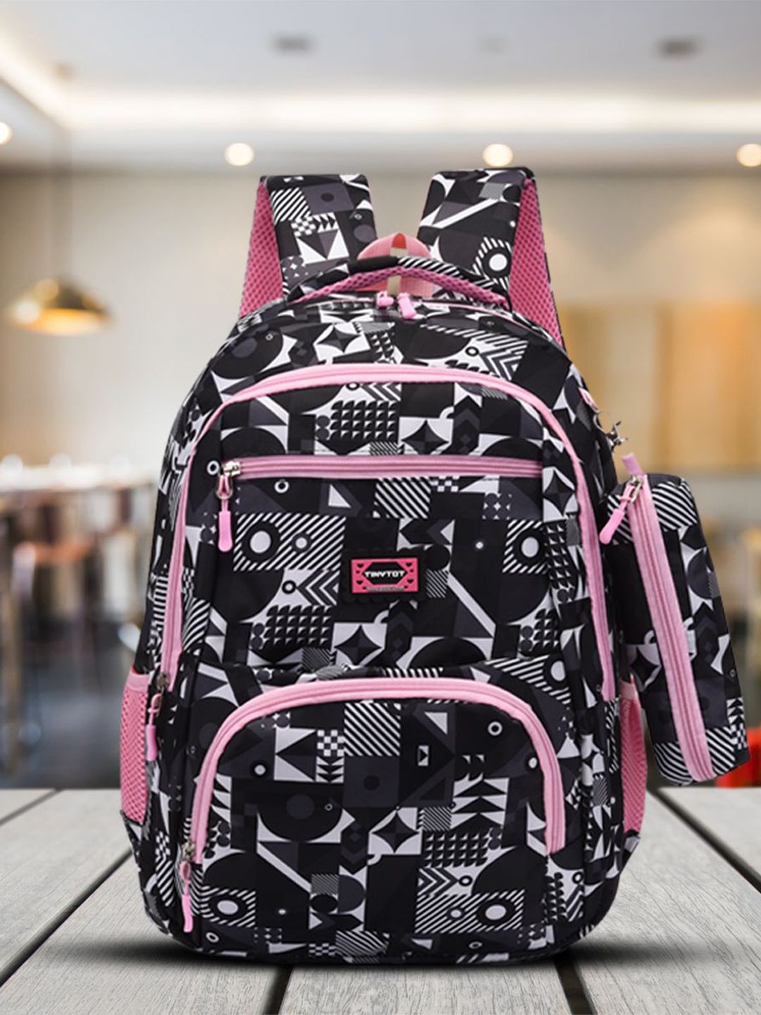 Tinytot Kids Unisex Geometric Backpack-image-22