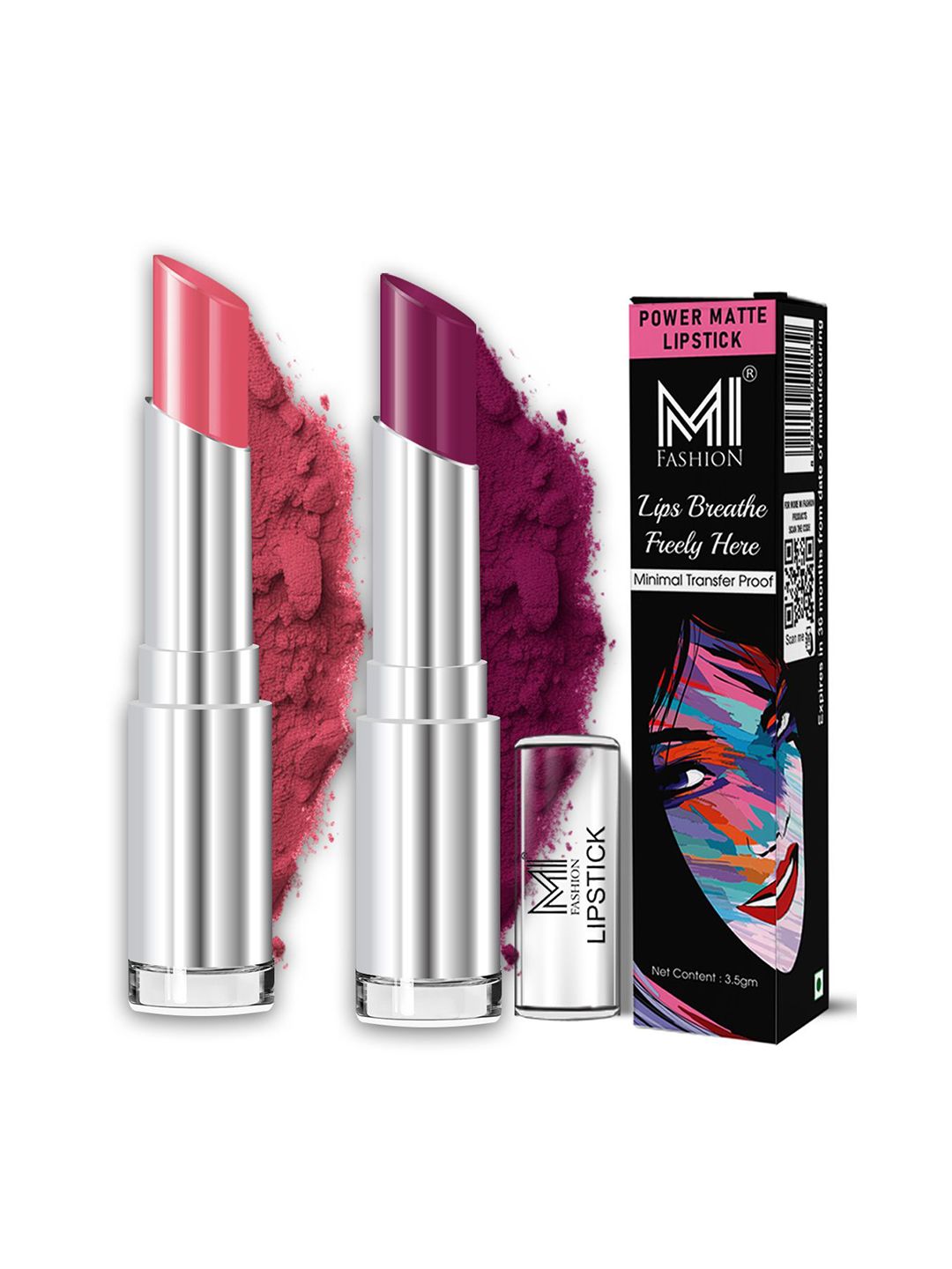 MI FASHION Set Of 2 Creamy Matte Long Lasting Lipstick Peach 08 Palatinate Purple 12-picture-26