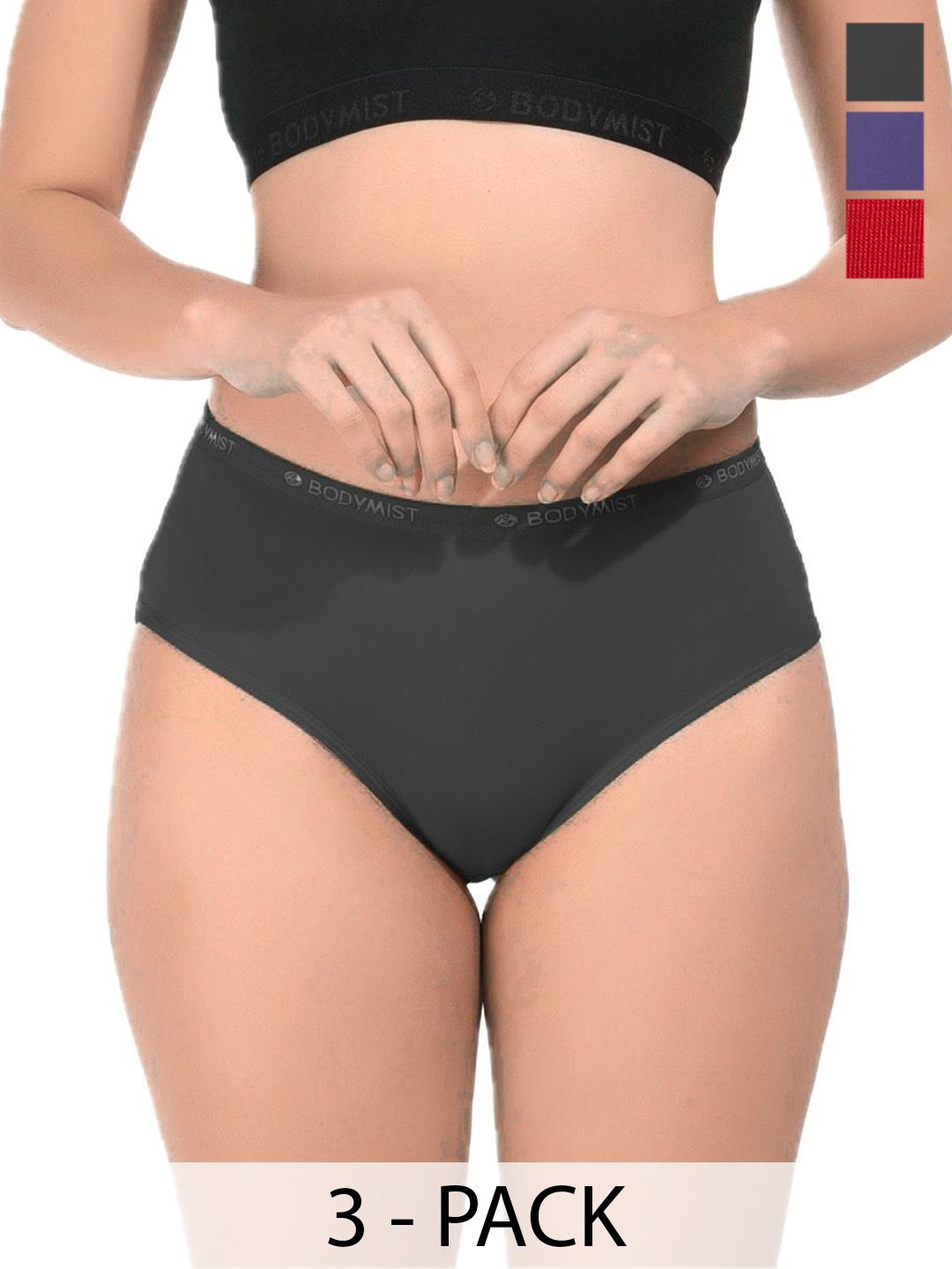 BODYMIST Pack Of 3 Mid-Rise Super Combed Cotton Antibacterial Hipster Briefs MODAL-PL 3 PC-picture-32