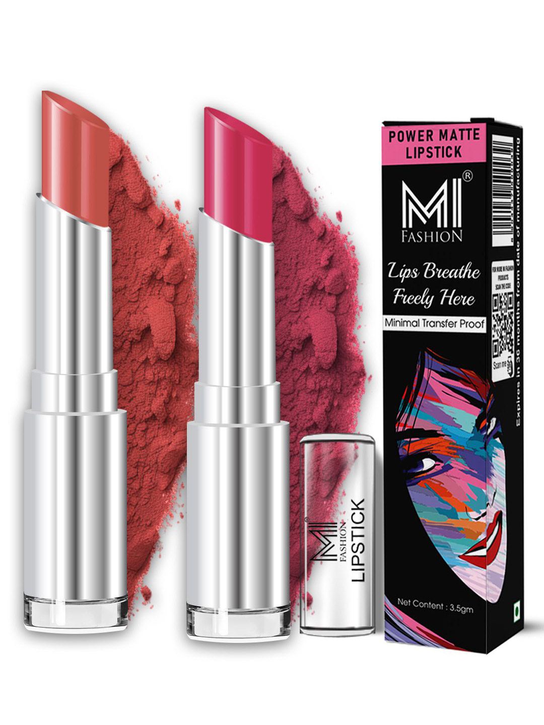 MI FASHION Set Of 2 Matte Long Lasting Lipstick - 3.5 g Each - Dark Rose & Purple Peach-picture-39