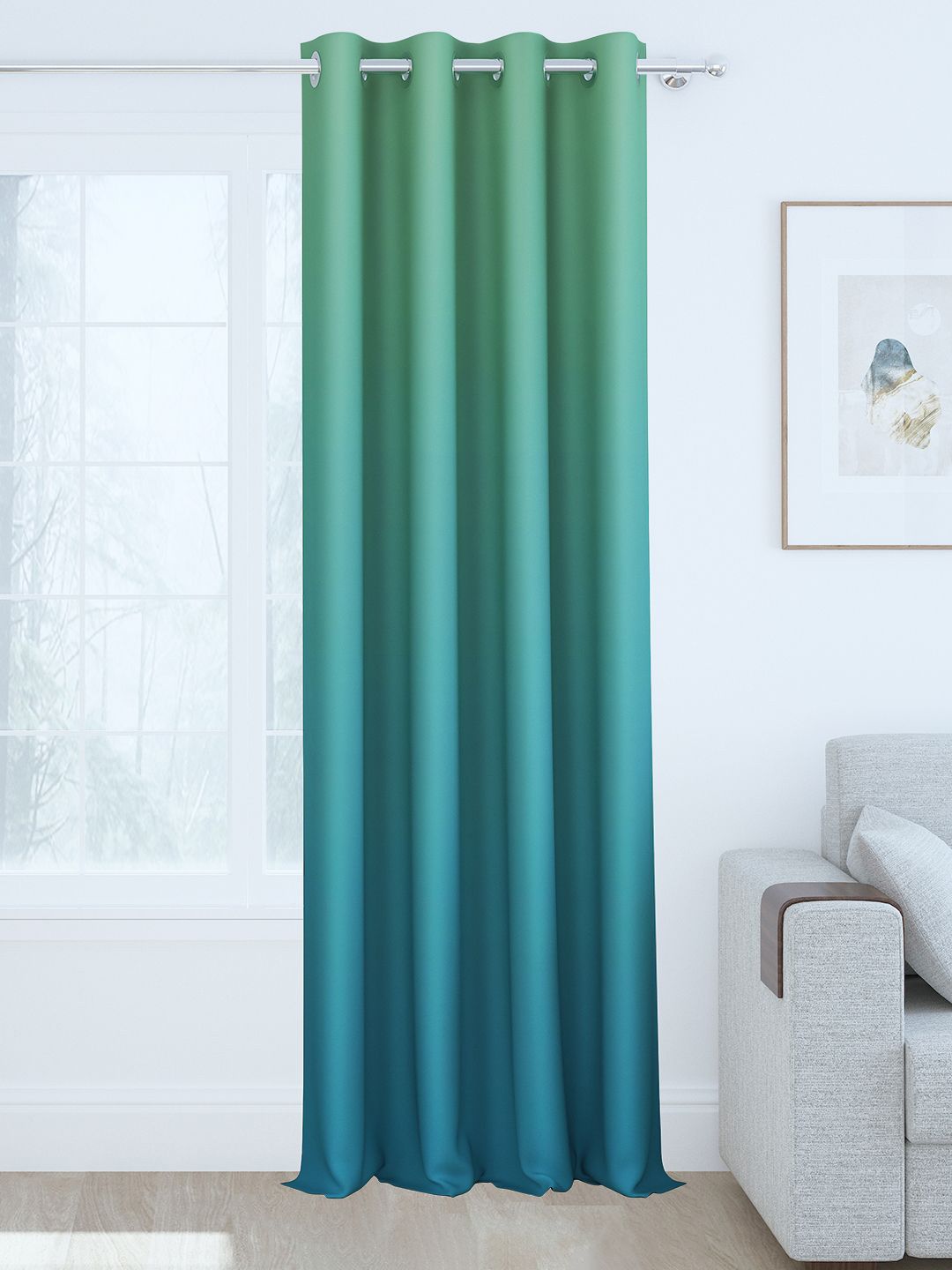 Story@home Blue & Green Colourblocked Room Darkening Long Door Curtain-picture-16