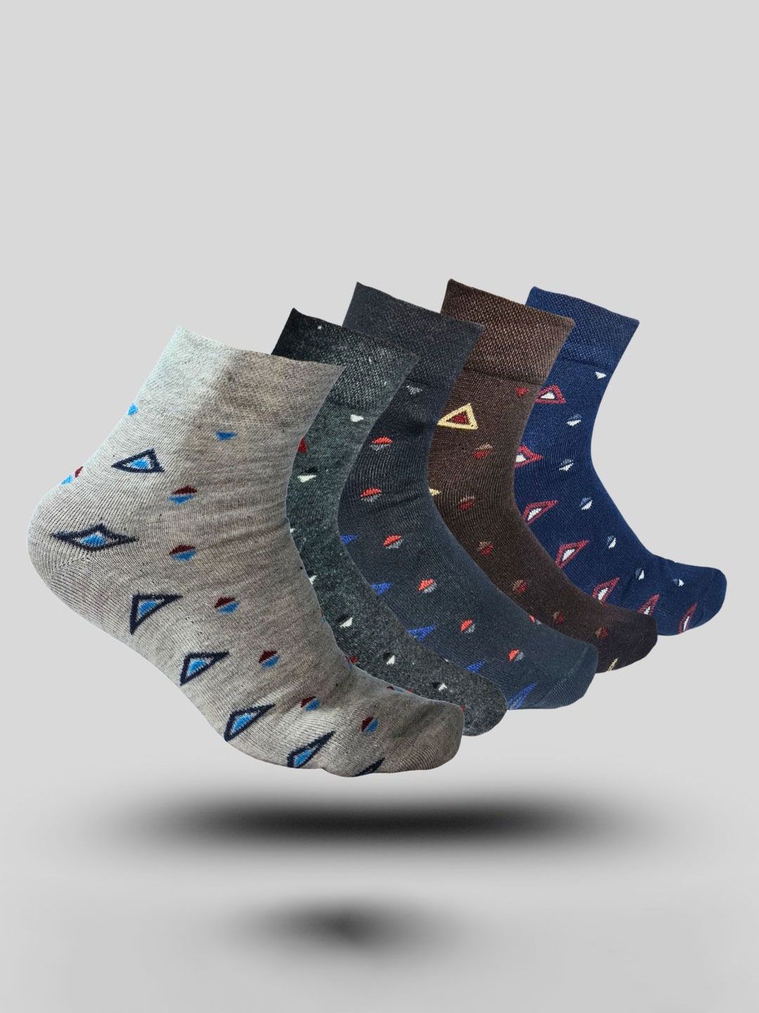 MJE 5-Pcs Patterned Cotton Ankle Length Socks-picture-18