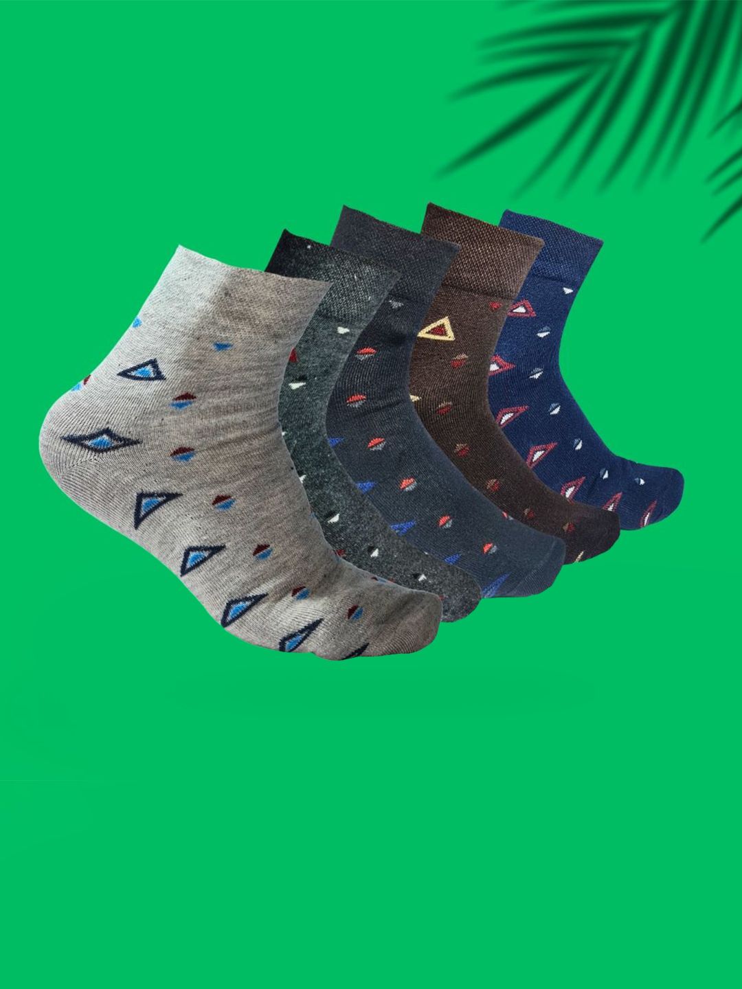 MJE 5-Pcs Patterned Cotton Ankle Length Socks-picture-26