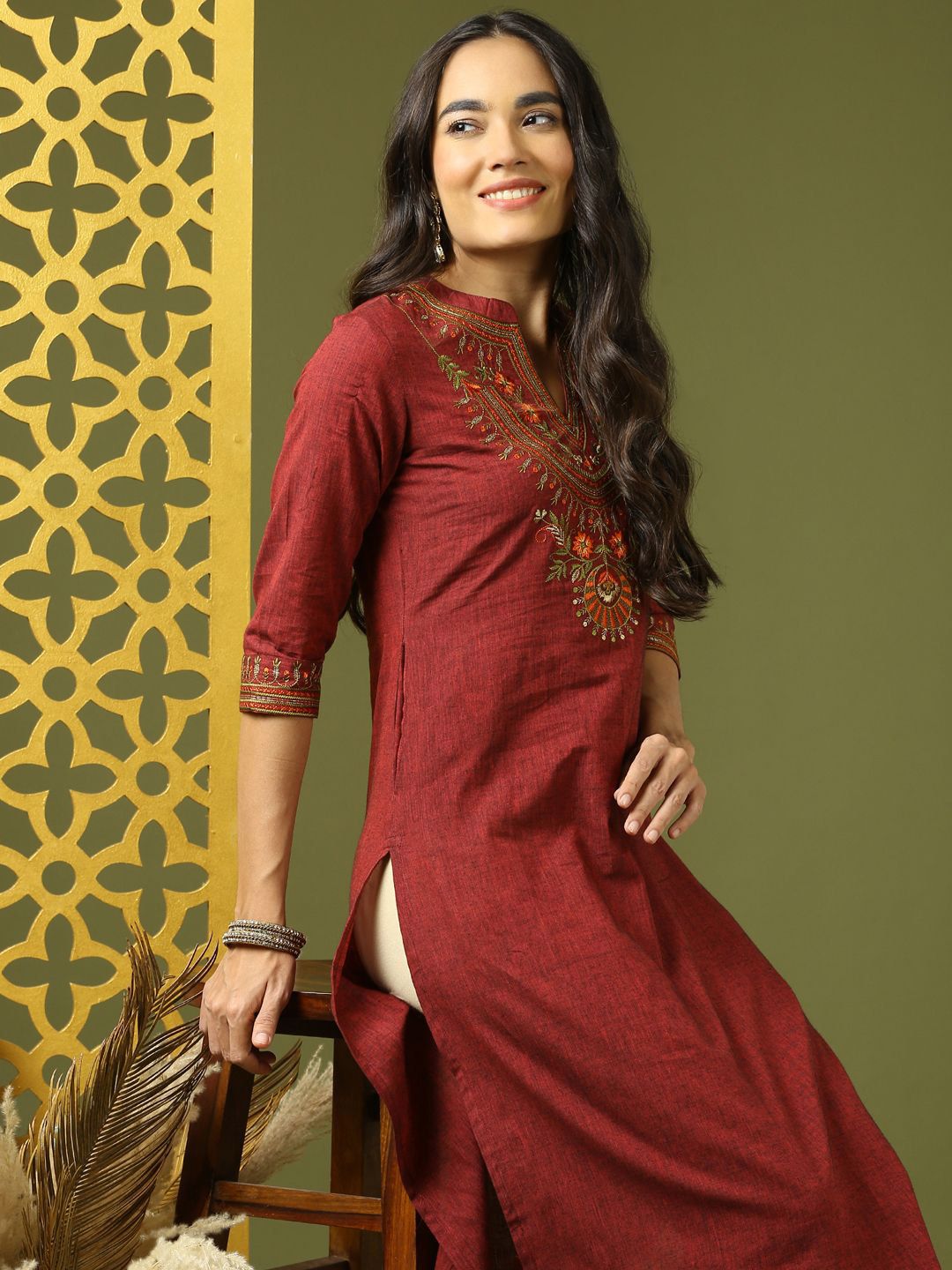 Anouk Women Embroidered Pure Cotton Kurta-picture-58