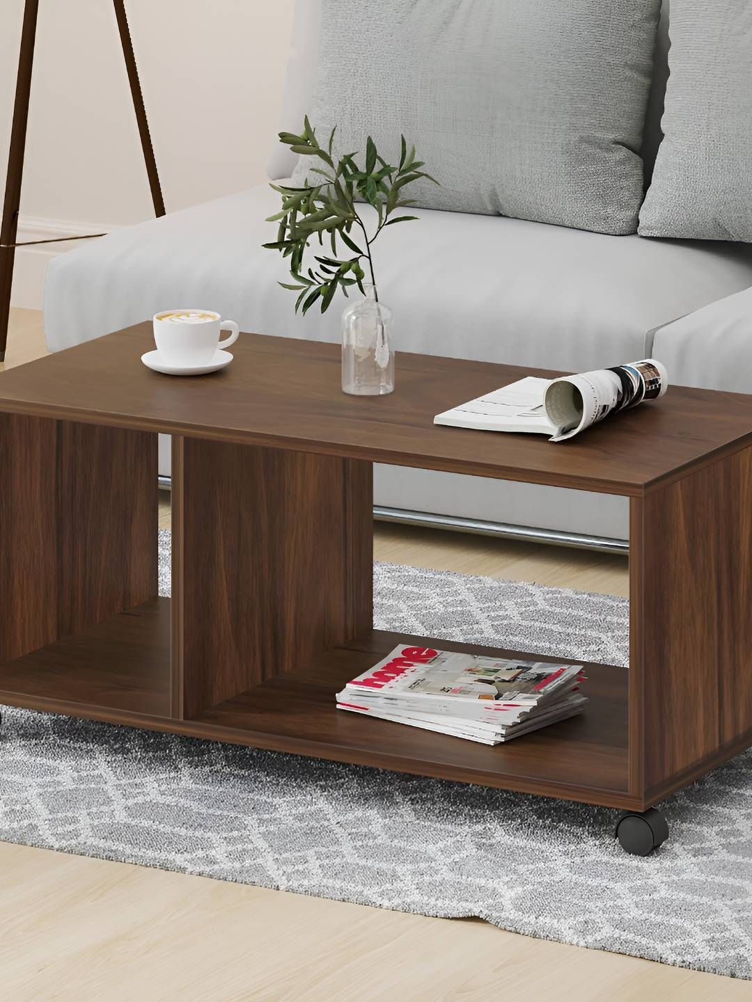 bluewud Taury Brown & Black Textured Wooden Rectangle Coffee Table-picture-20