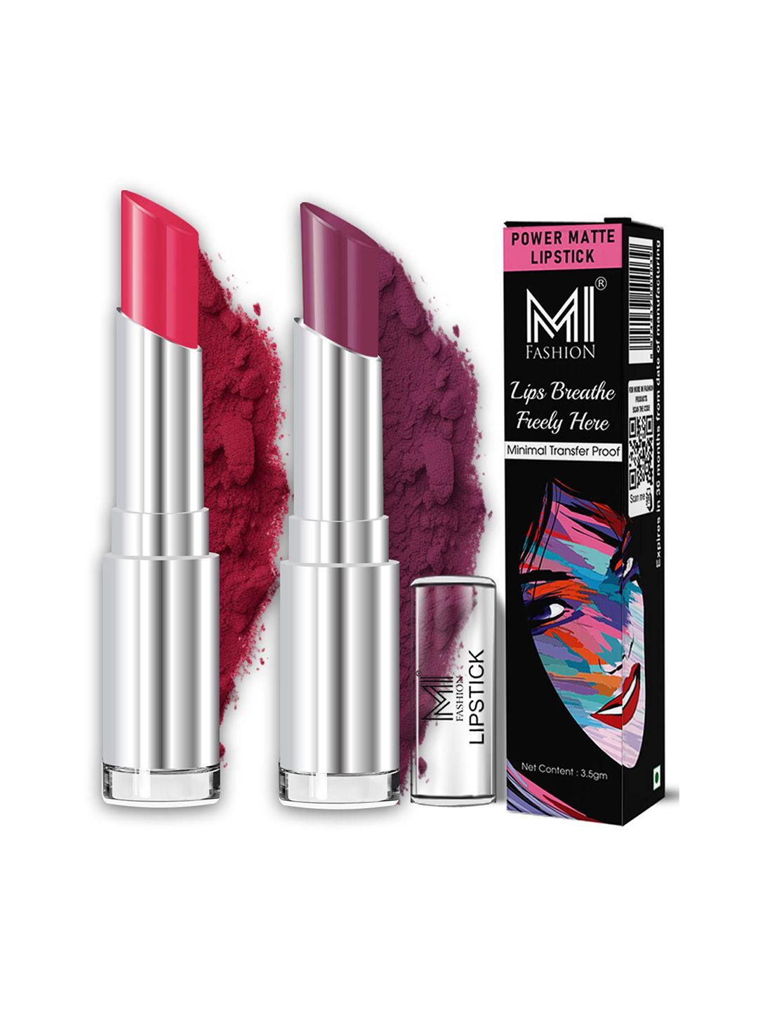 MI FASHION Set Of 2 Creamy Matte Bullet Lipstick 3.5g Each - Magenta Rush & Wine Burgundy-picture-35