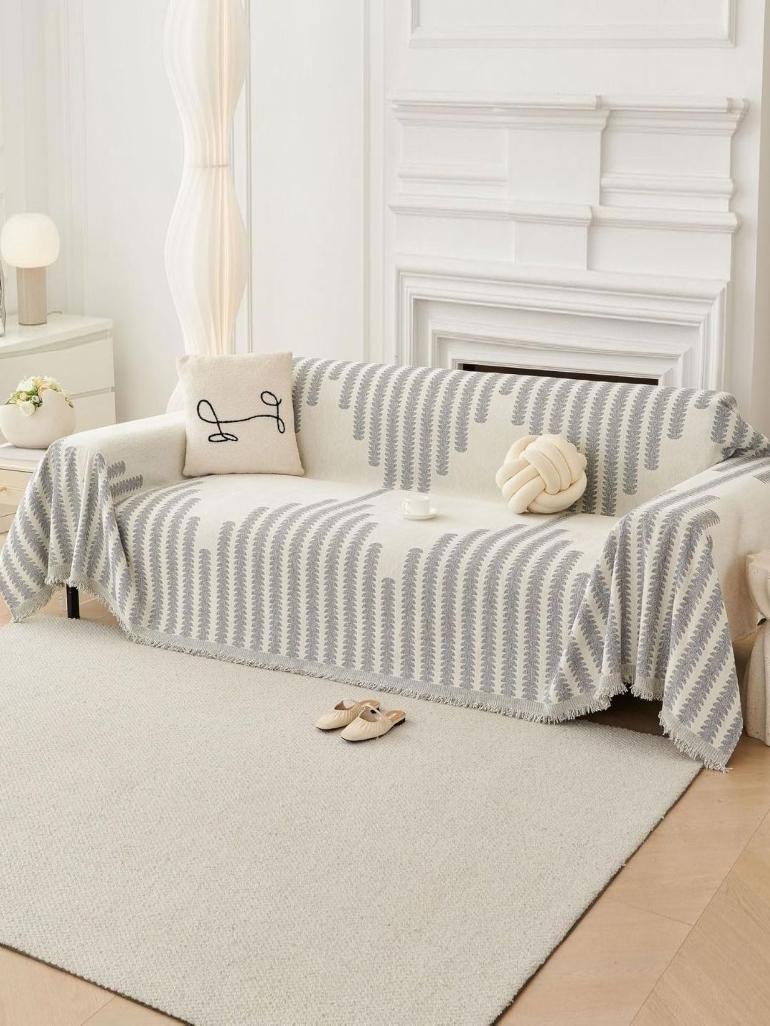 The Furnishing Tree Grey Polyester Sofa Covers With Arms-picture-21
