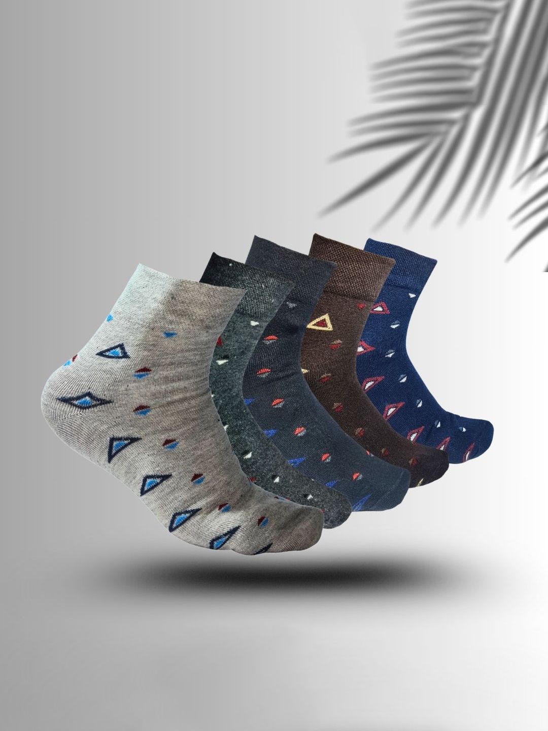 MJE 5-Pcs Patterned Cotton Ankle Length Socks-picture-10