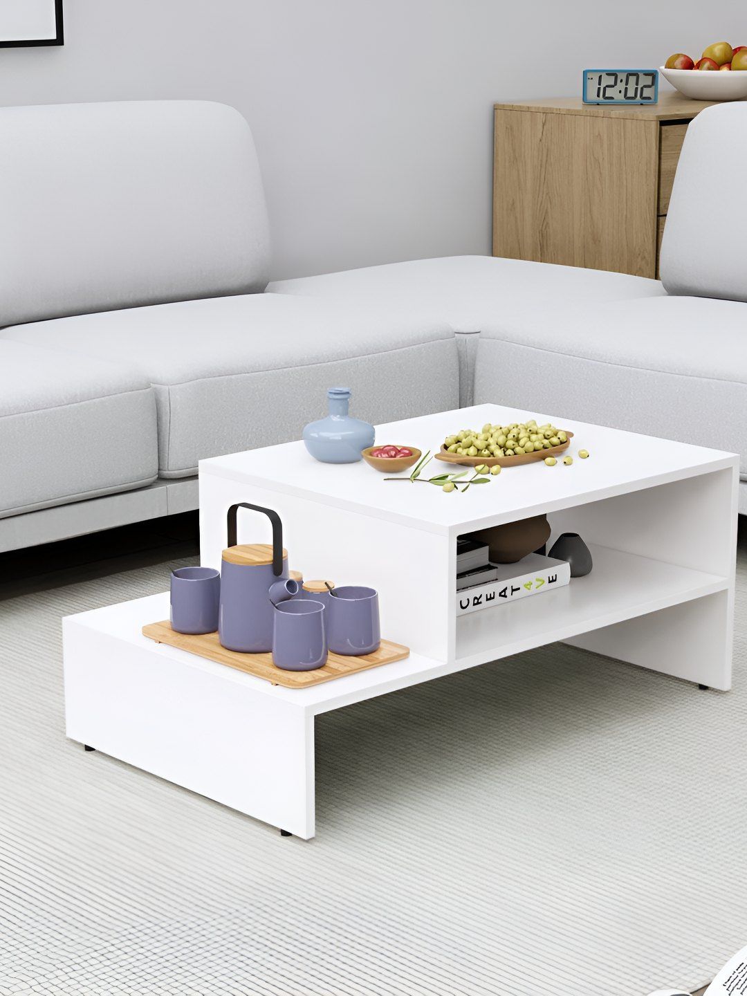 HEXA RED White Textured Wooden Rectangle Coffee Table-picture-39