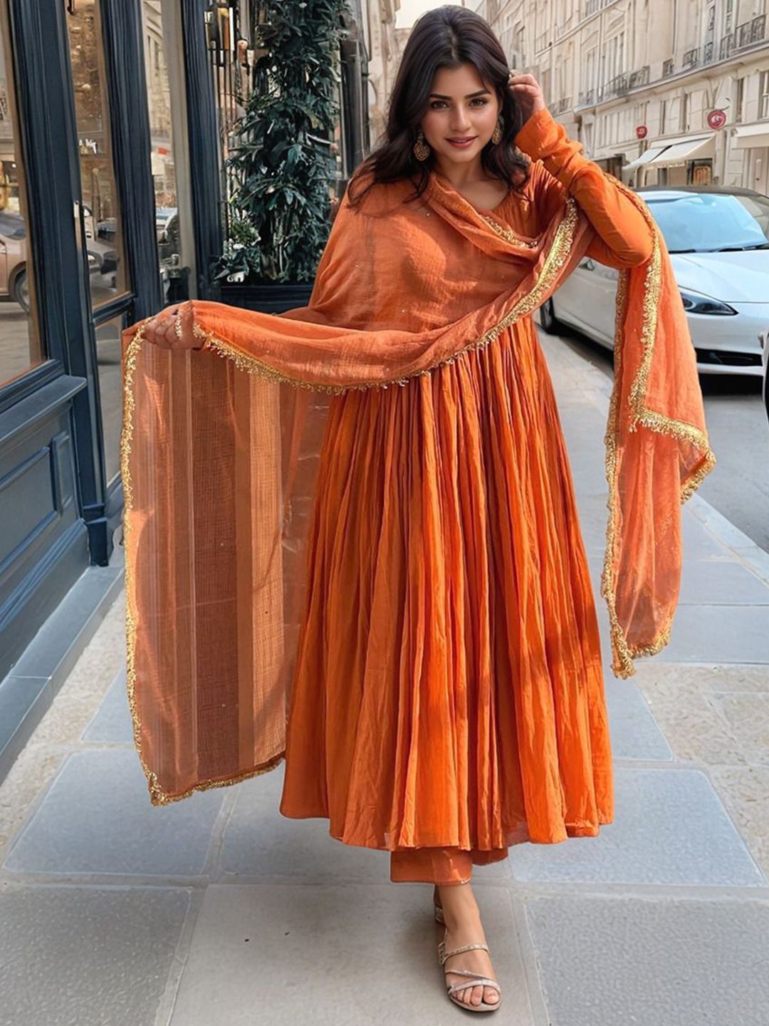 Aaghnya Women Solid Kurta with Trousers & Dupatta