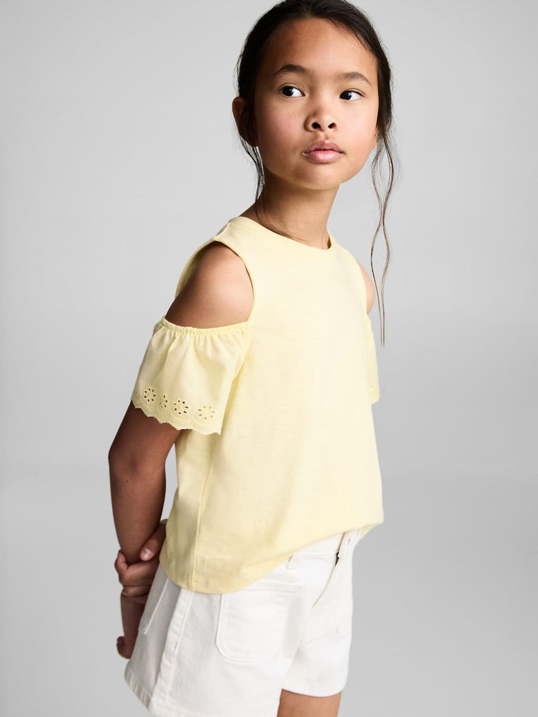 Mango Kids Girls Cotton Cold-Shoulder Top
