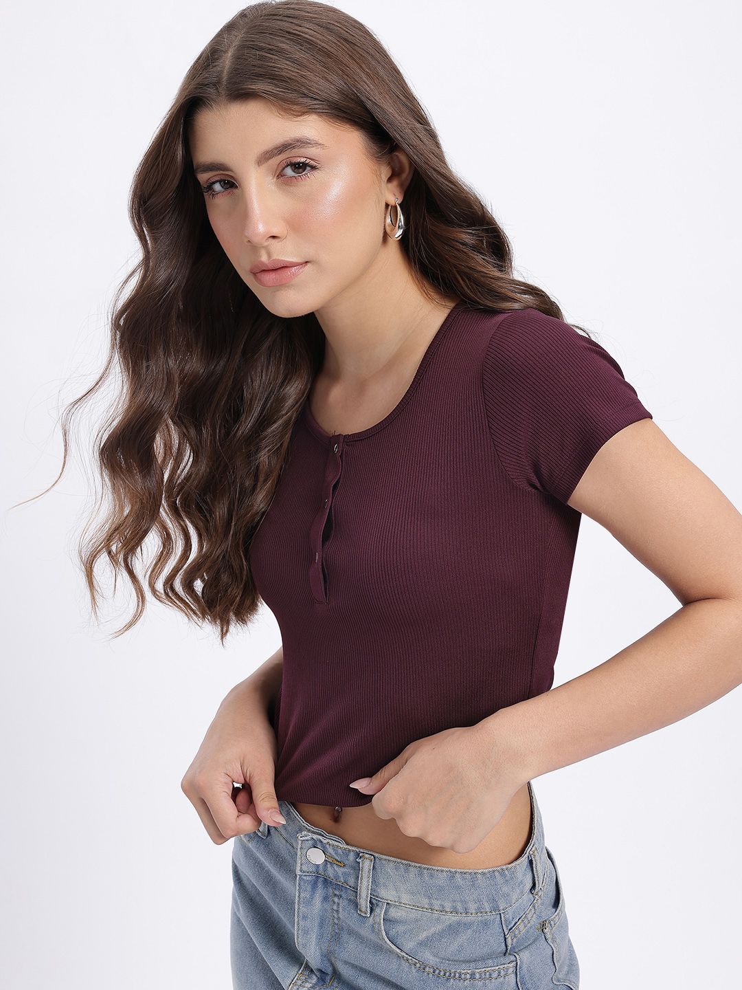 glitchez Ribbed Scoop Neck Crop Top-picture-26
