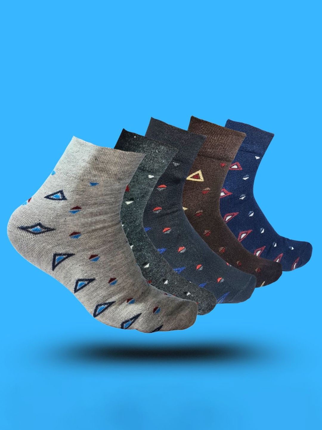 MJE 5-Pcs Patterned Cotton Ankle Length Socks-picture-36