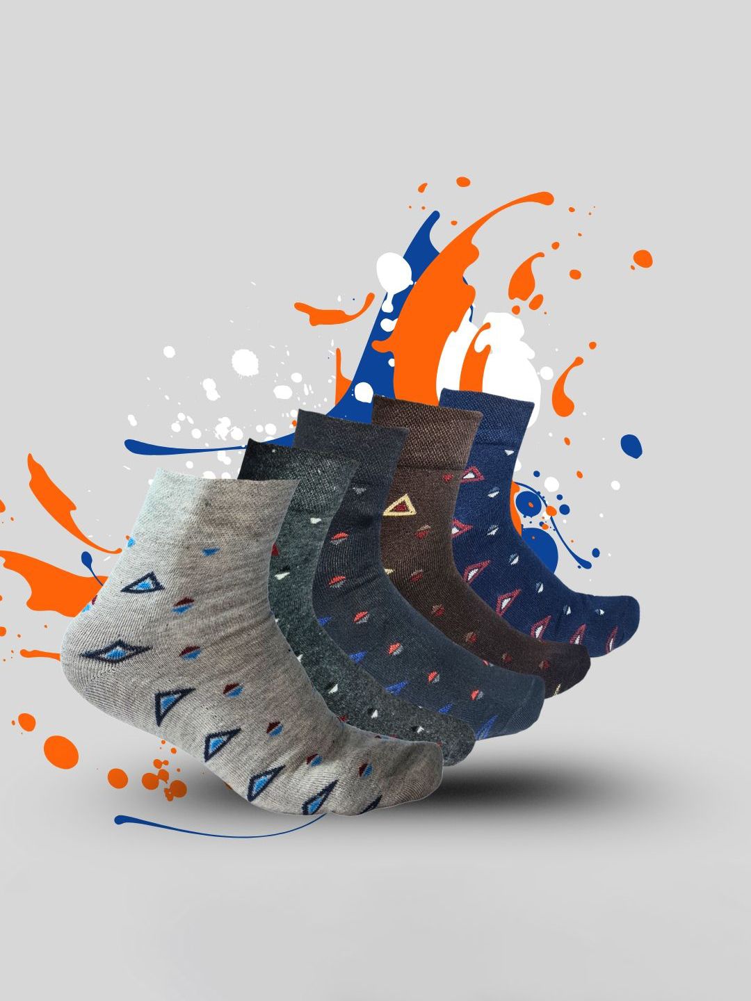 MJE 5-Pcs Patterned Cotton Ankle Length Socks-picture-37