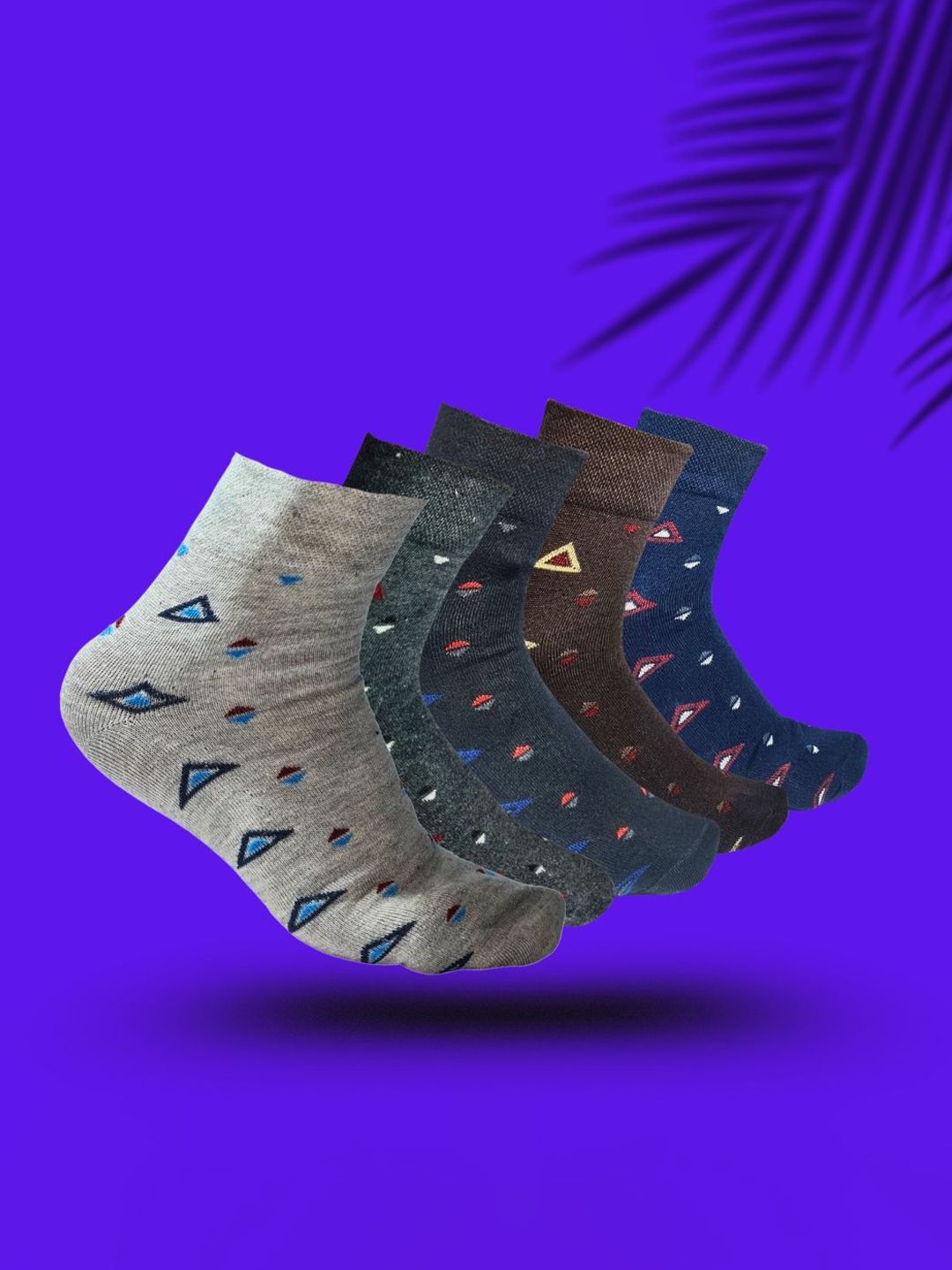 MJE 5-Pcs Patterned Cotton Ankle Length Socks-picture-32