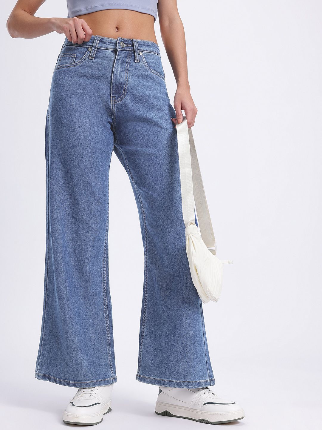 glitchez Women Mid-Rise Relaxed Wide Leg Jeans