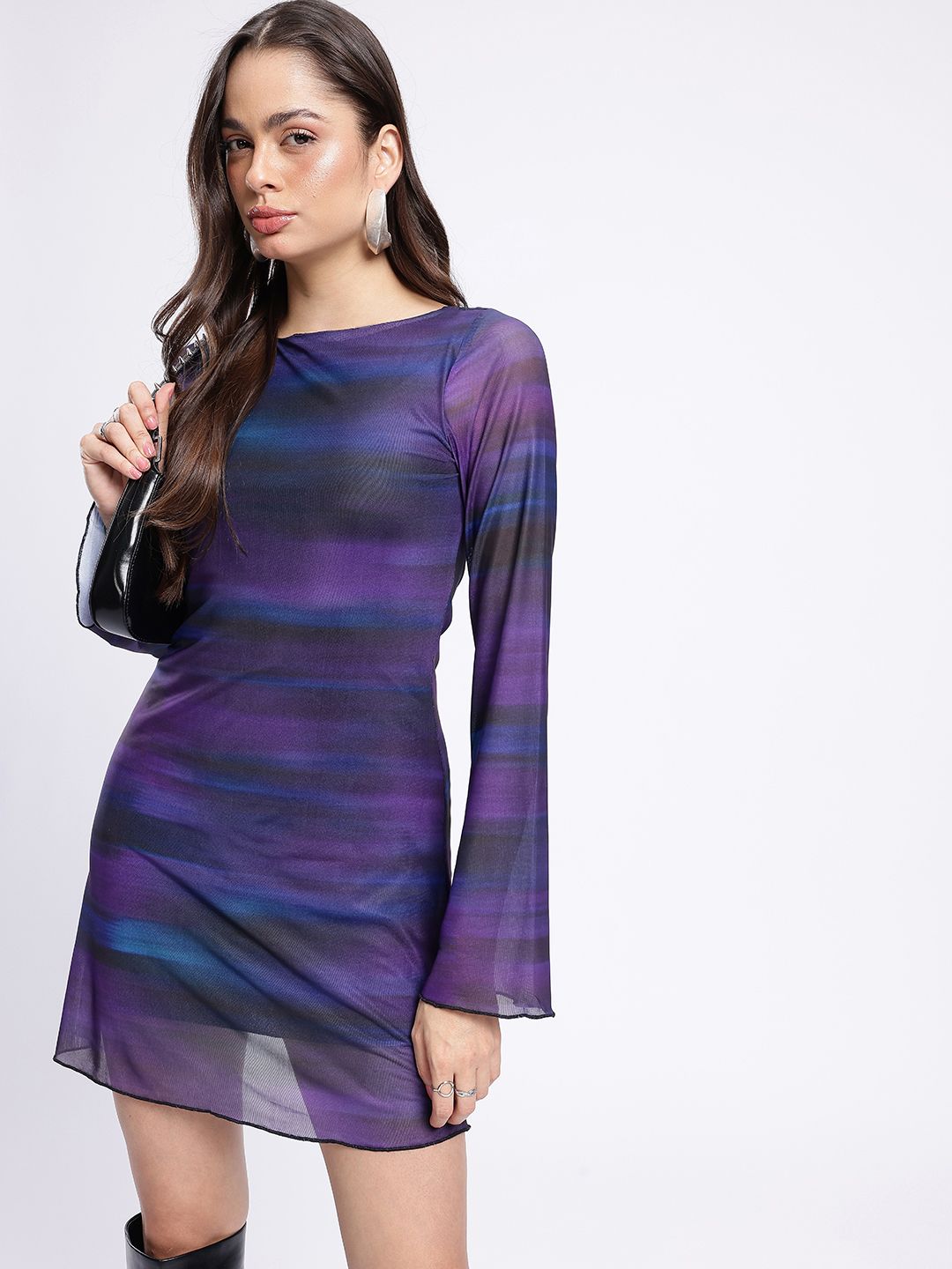 glitchez Abstract Printed A-Line Dress