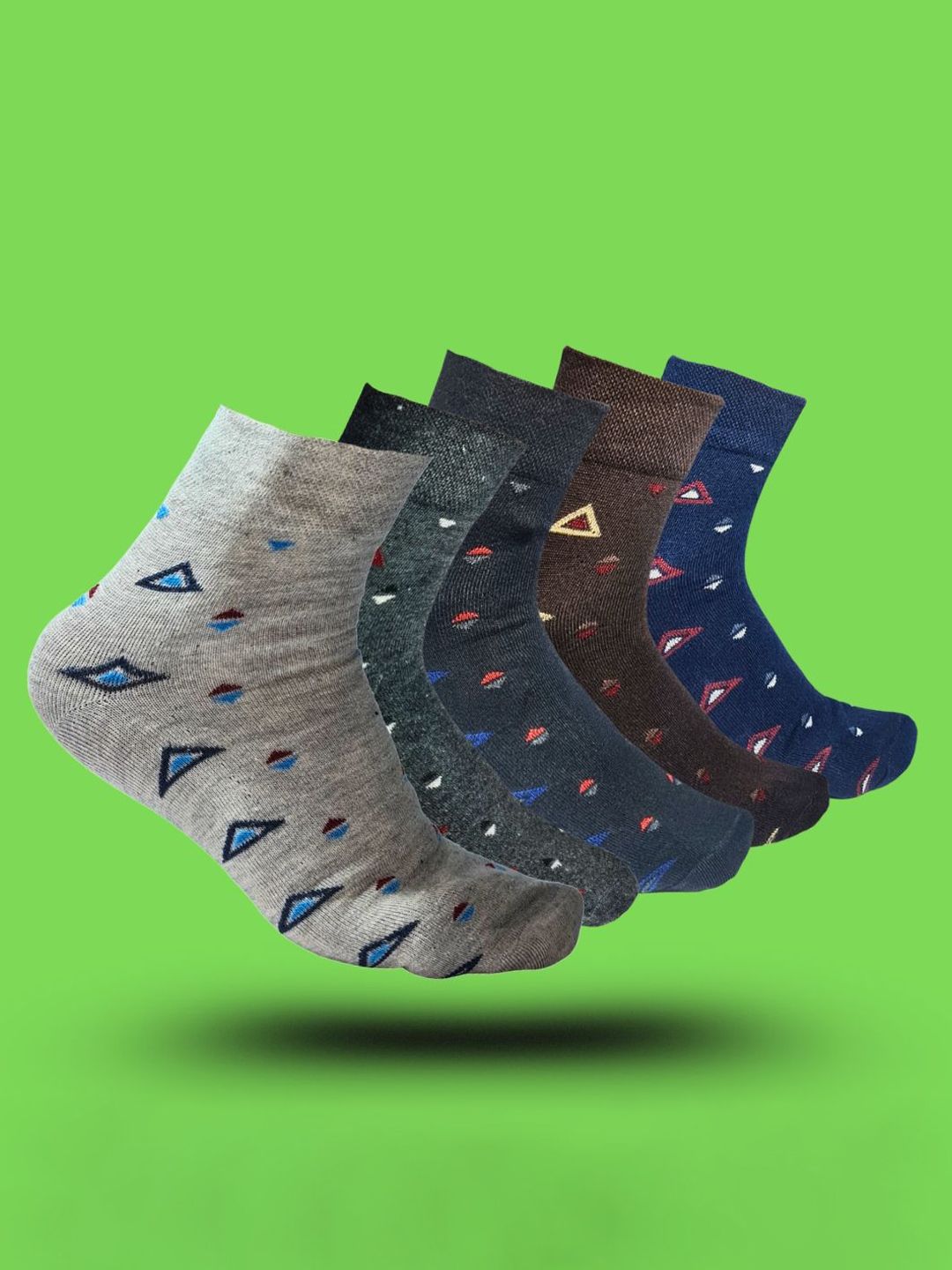 MJE 5-Pcs Patterned Cotton Ankle Length Socks-picture-40