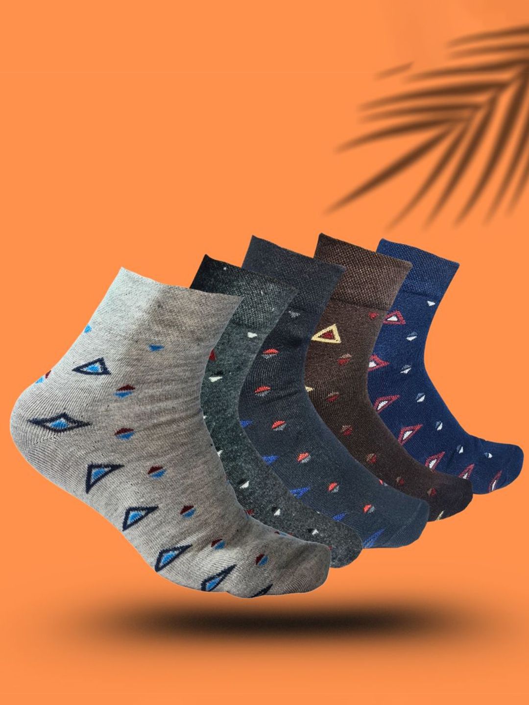 MJE 5-Pcs Patterned Cotton Ankle Length Socks-picture-20