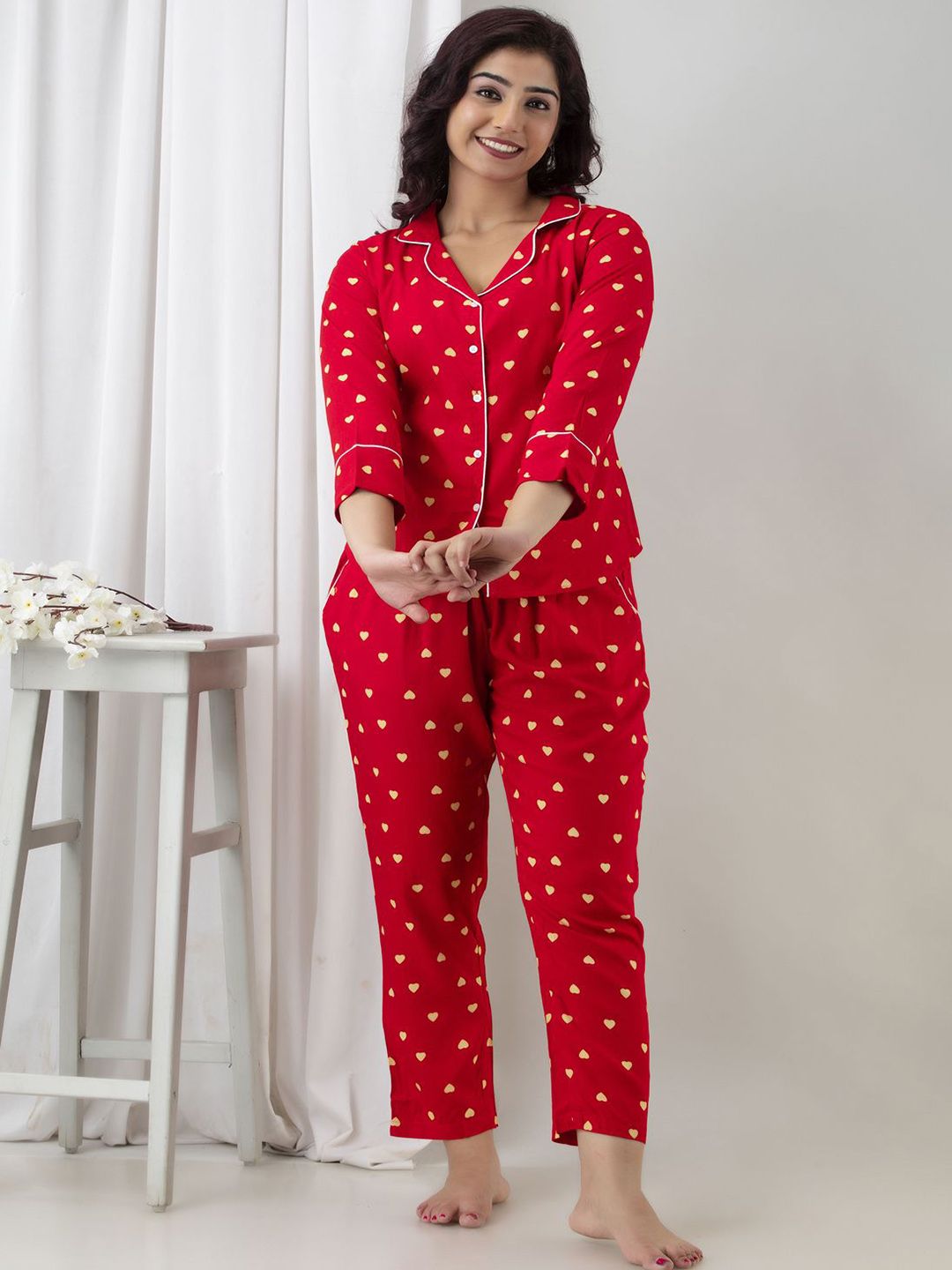 Moda Rapido Women Conversational Printed Shirt & Pyjama Night suits-picture-30