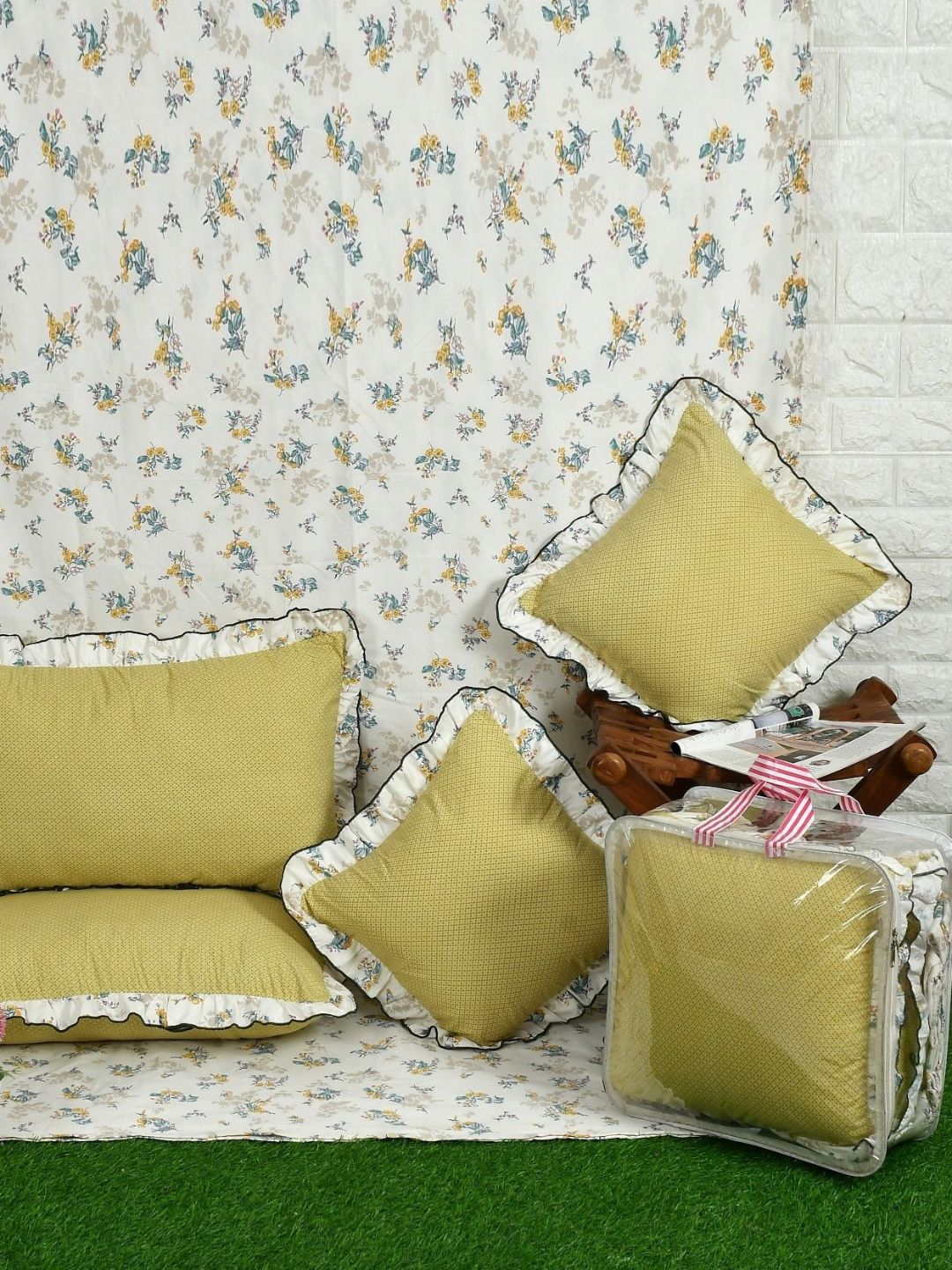 BREVARD Mustard 5 Piece Double Queen Superfine Bedding Set-image-30