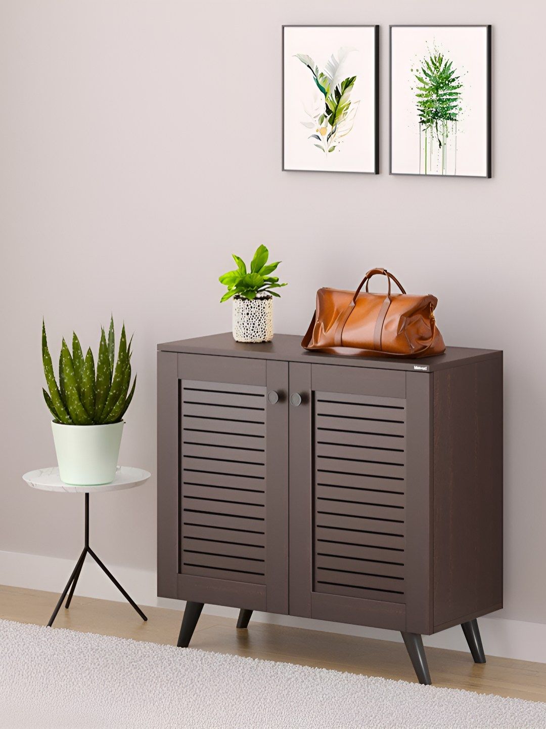 bluewud Brown 3-Layers Wooden Shoe Rack