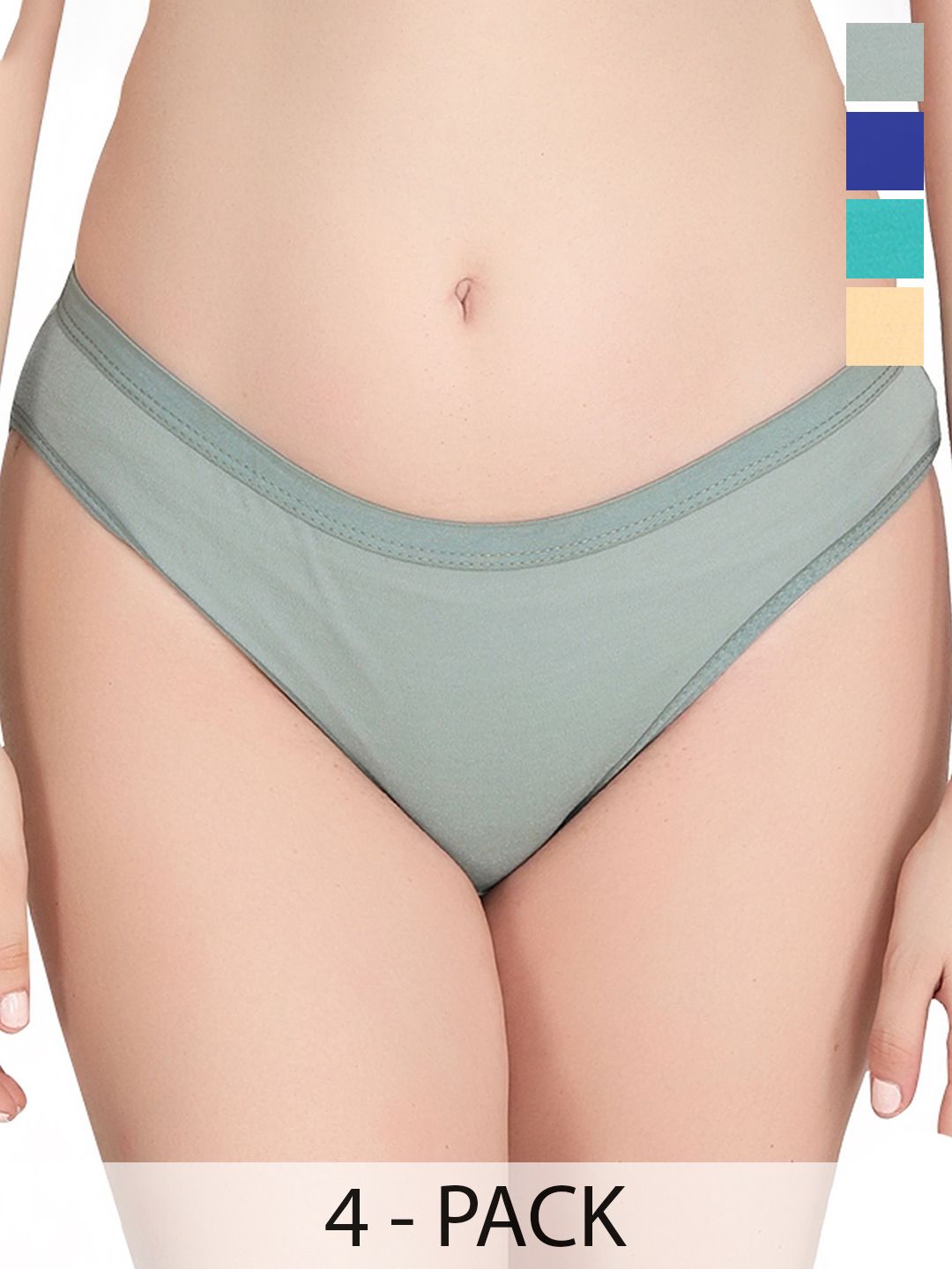 Liigne Pack Of 4 Cotton Mid Rise Basic Briefs VCPC2031-XS-picture-25