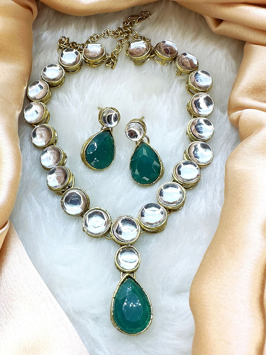 JN HANDICRAFT Copper-Plated Kundan Studded Jewellery Set-picture-20