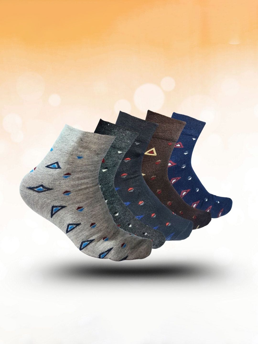 MJE 5-Pcs Patterned Cotton Ankle Length Socks-picture-13