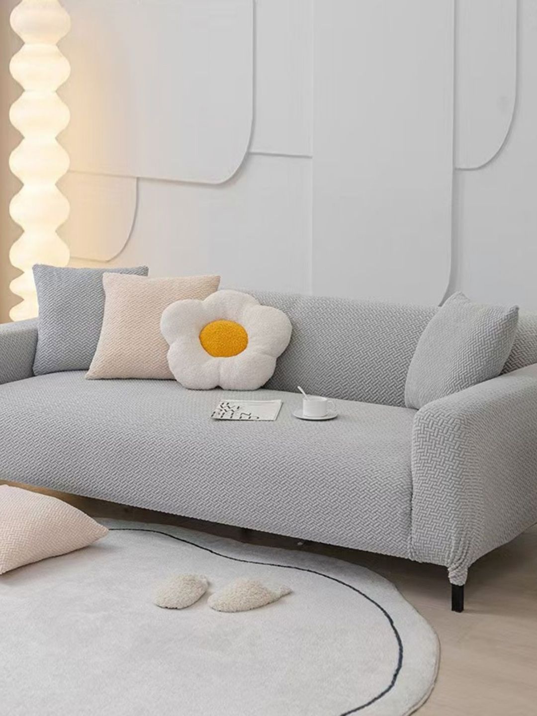 The Furnishing Tree Grey Polyester Sofa Covers With Arms