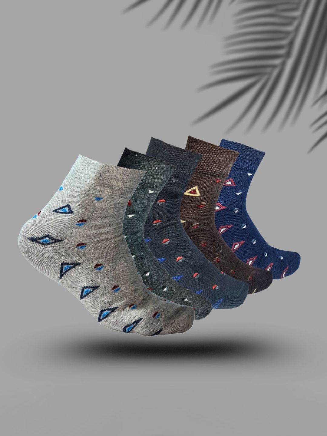 MJE 5-Pcs Patterned Cotton Ankle Length Socks-picture-14