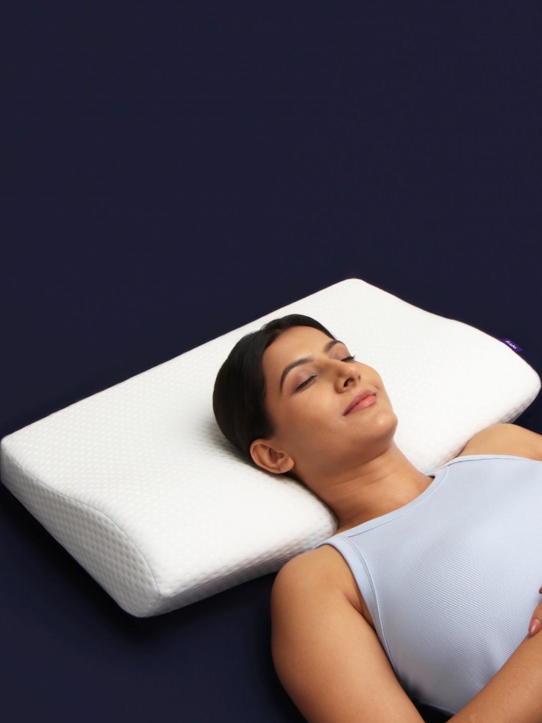 FRIDO White Memory Foam Filled Faux Velvet Breathable Sleep Pillow-picture-15