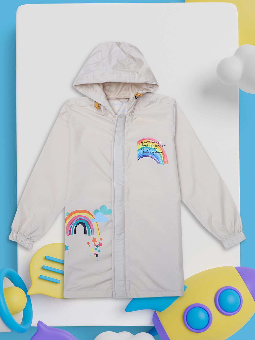 HOUSE OF VEDAS Kids Printed Waterproof Hooded Rain Jacket-picture-40