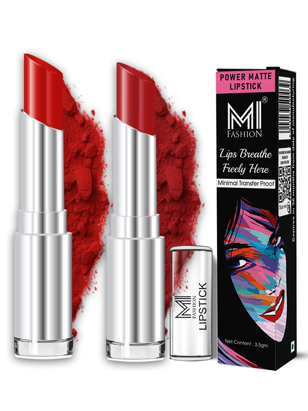 MI FASHION Set Of 2 Creamy Matte Bullet Lipstick - 3.5 g Each - Red Wine - Old Red Brick-picture-31