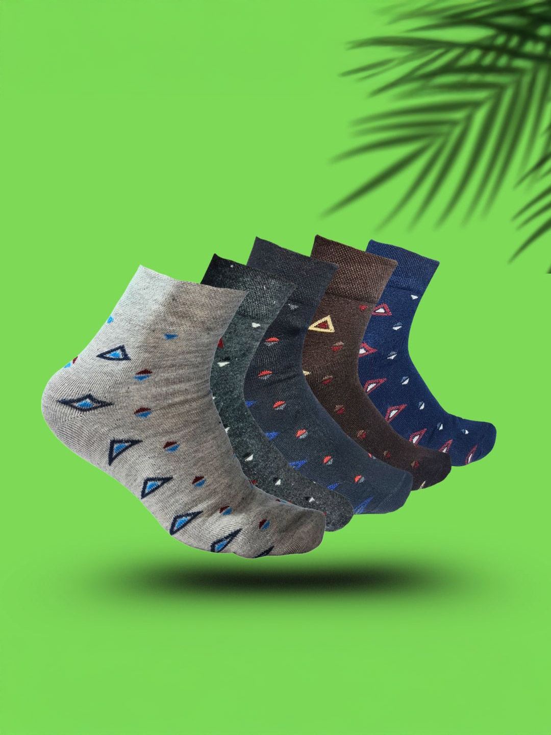 MJE 5-Pcs Patterned Cotton Ankle Length Socks-picture-21