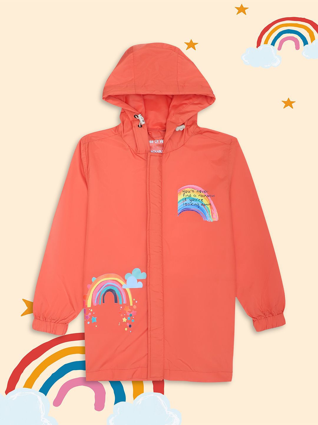 HOUSE OF VEDAS Kids Printed Waterproof Hooded Rain Jacket-picture-44