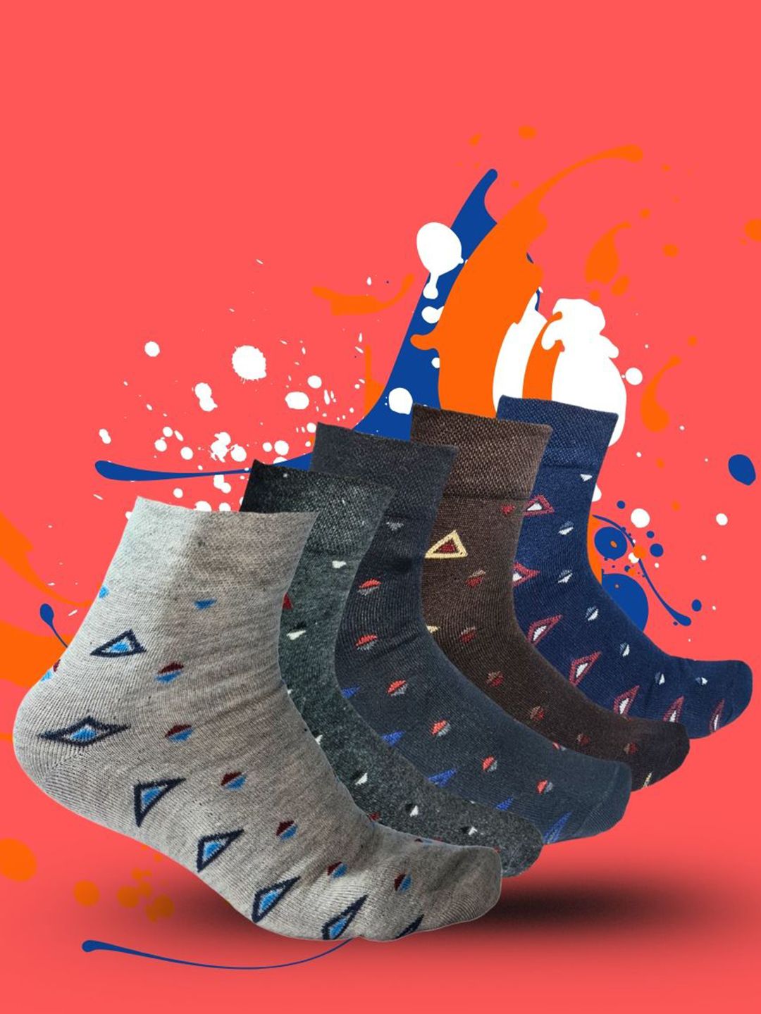 MJE 5-Pcs Patterned Cotton Ankle Length Socks-picture-22