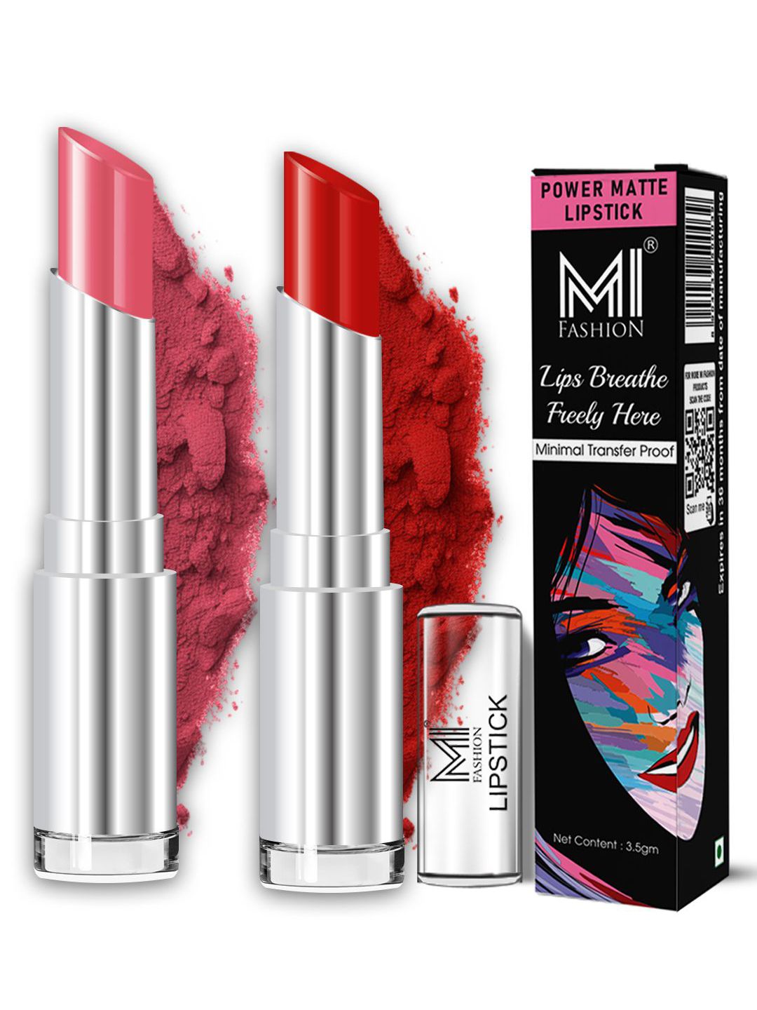 MI FASHION Set Of 2 Creamy Matte Bullet Lipstick - 3.5 g Each - Red Wine & Peach-picture-19