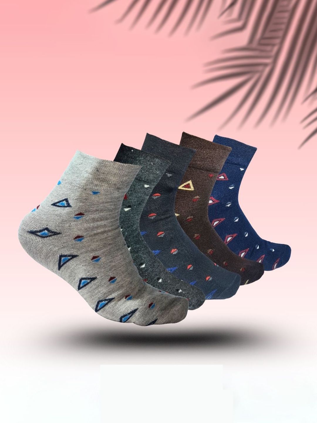 MJE 5-Pcs Patterned Cotton Ankle Length Socks-picture-32