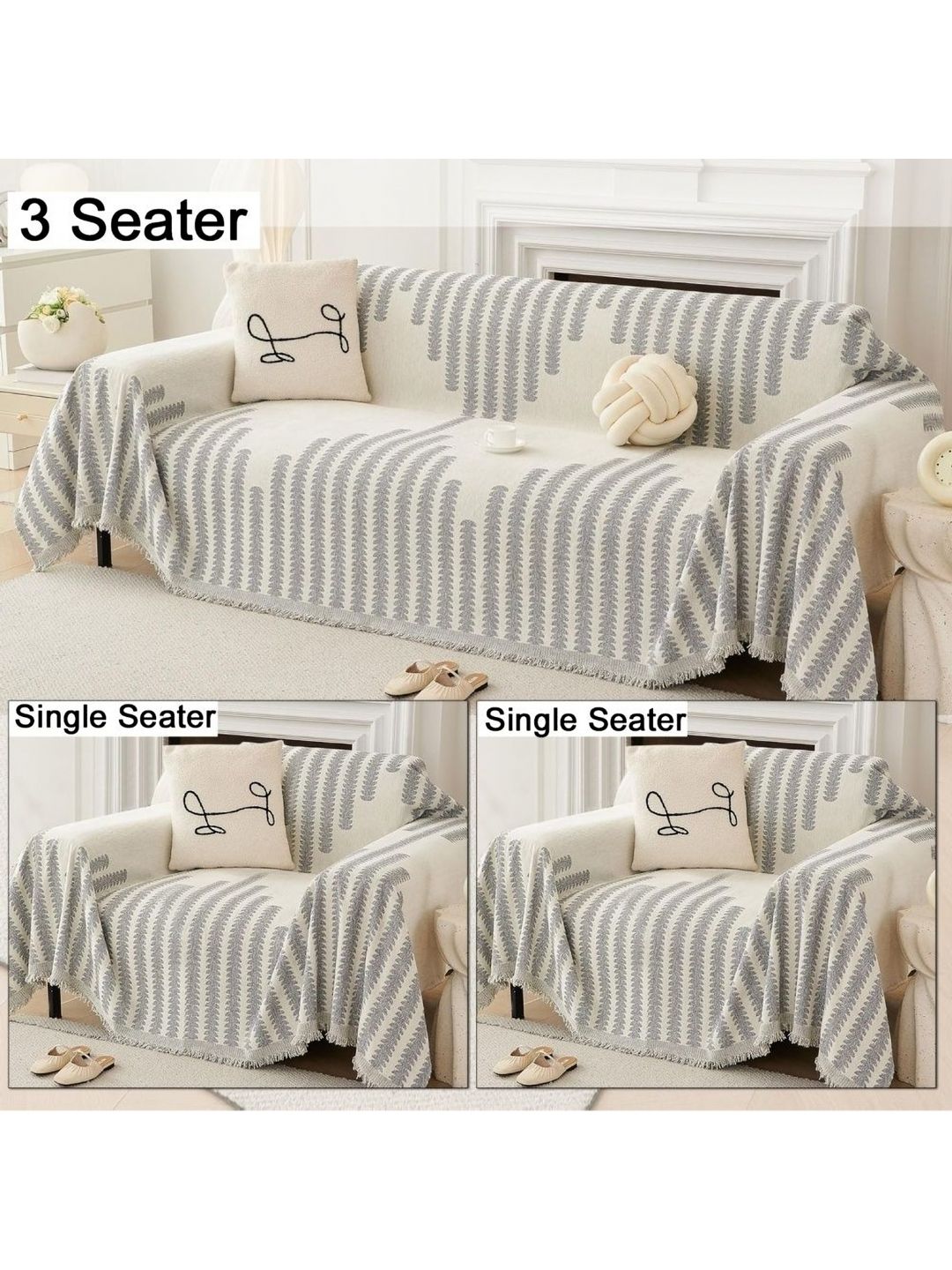 The Furnishing Tree Grey Polyester Sofa Covers With Arms-picture-16