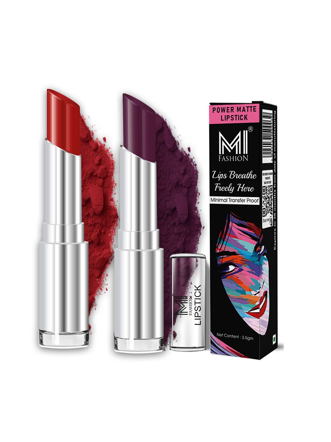 MI FASHION Set Of 2 Creamy Matte Bullet Lipstick - 3.5 g Each - Cherrywood - Wine-picture-15