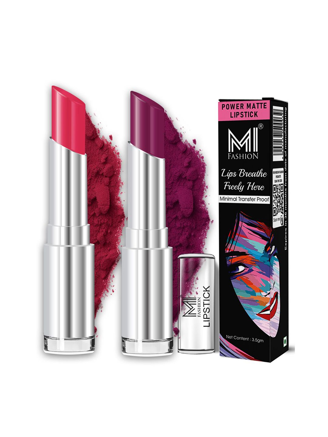 MI FASHION Set Of 2 Creamy Matte Lipstick- 3.5g Each Magenta Rush 5- Palatinate Purple 12-picture-29