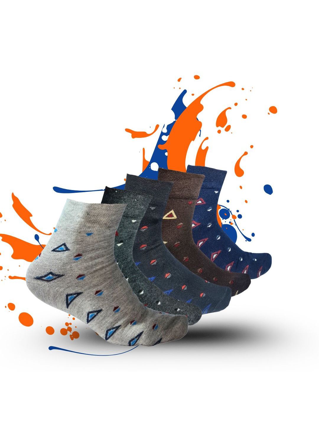 MJE 5-Pcs Patterned Cotton Ankle Length Socks-picture-16