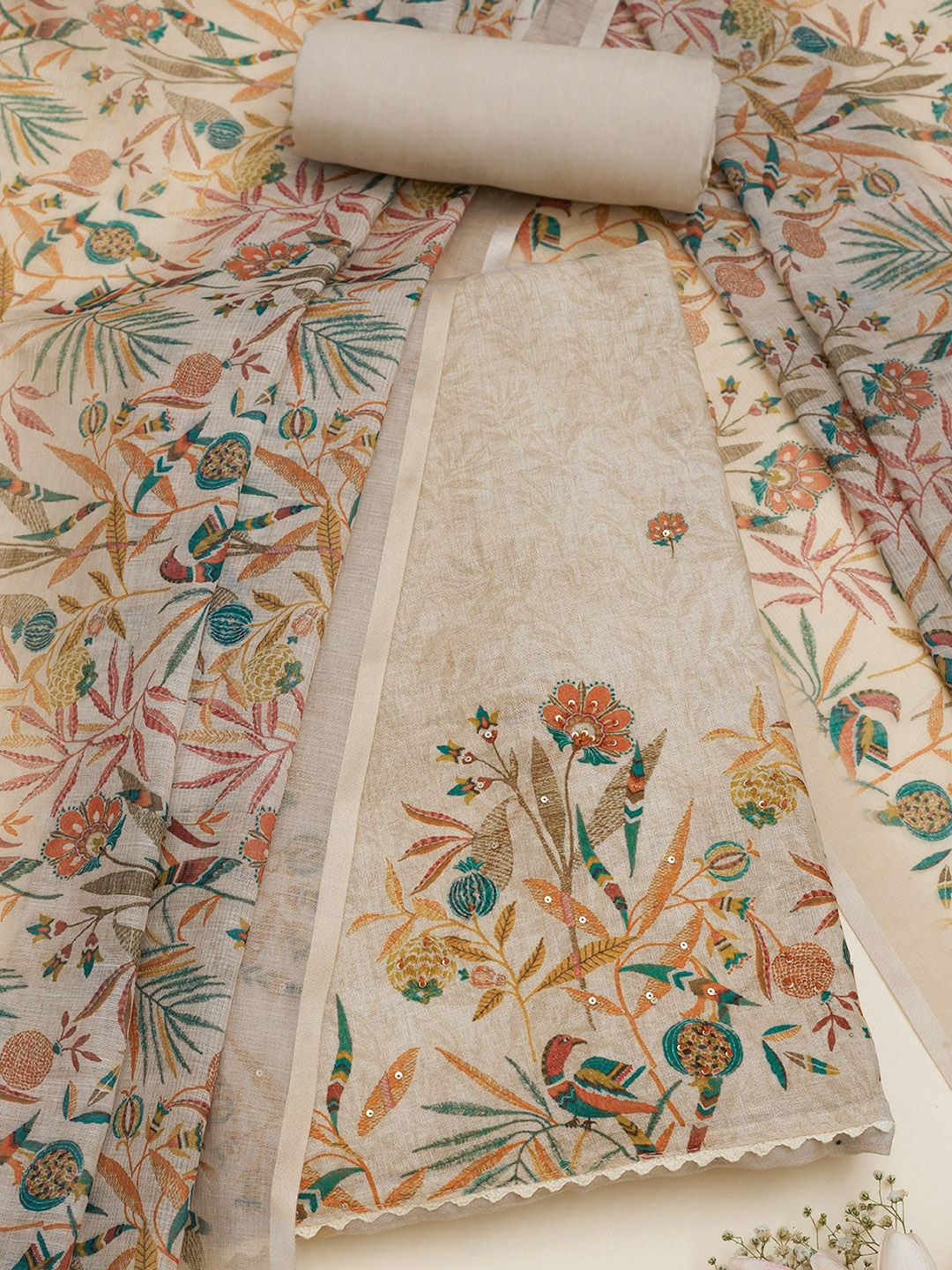 Soch Floral Printed Linen Unstitched Dress Material