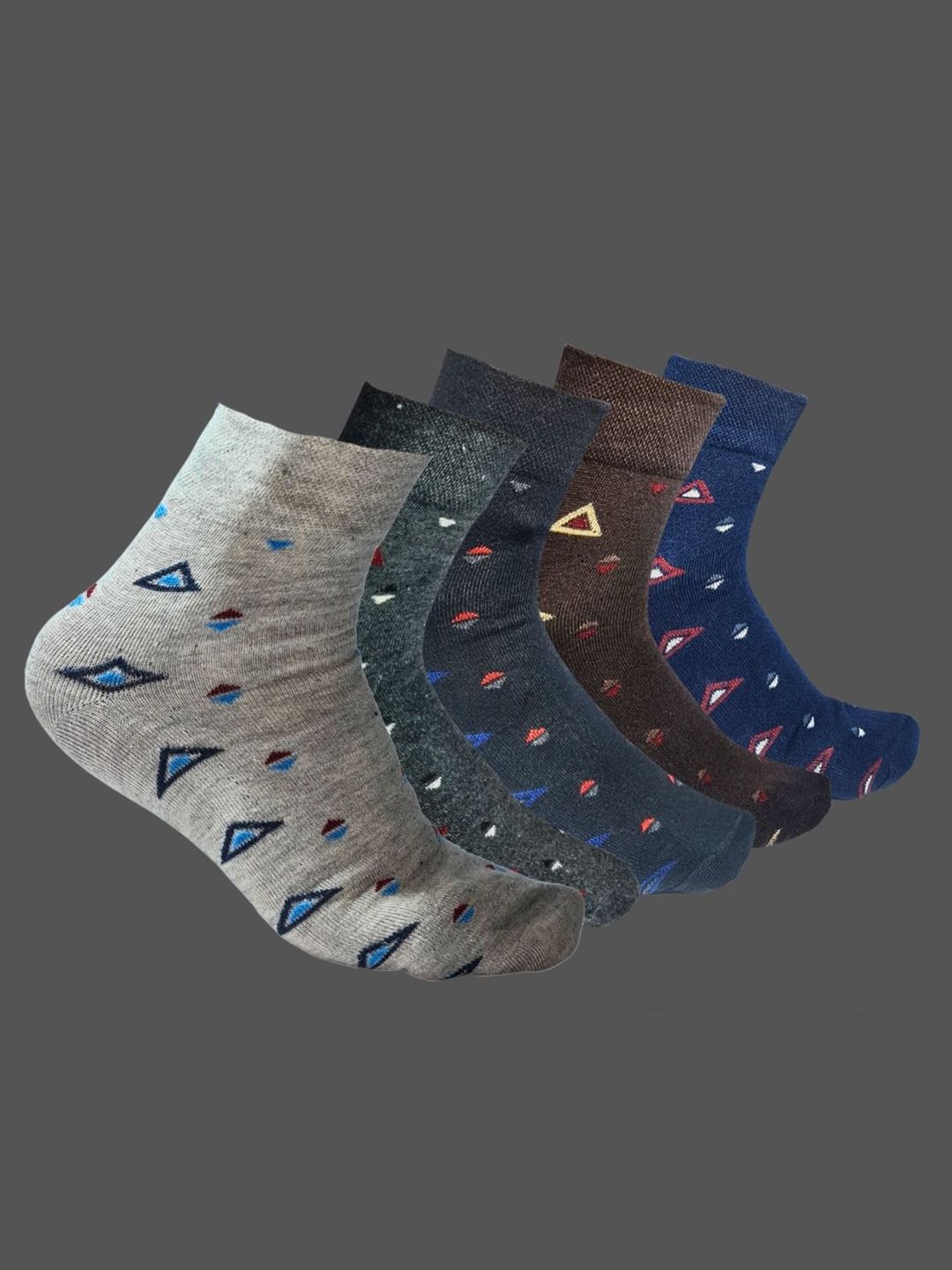 MJE 5-Pcs Patterned Cotton Ankle Length Socks-picture-21