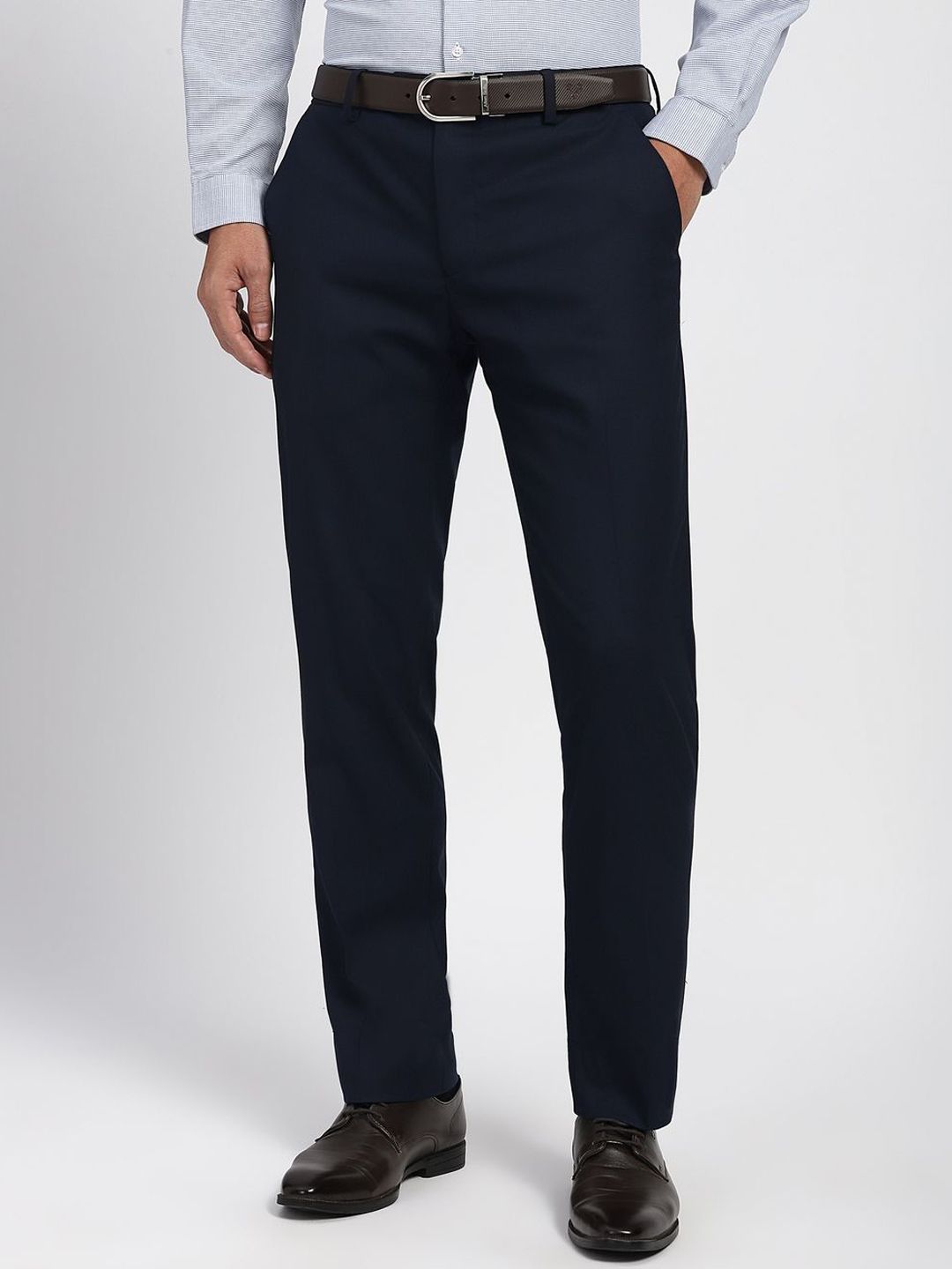 Peter England Men Slim Fit Mid-Rise Formal Trousers-picture-33