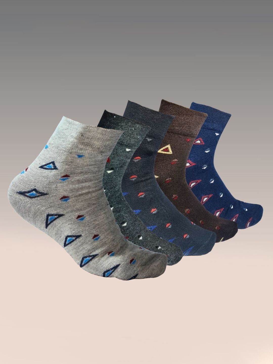 MJE 5-Pcs Patterned Cotton Ankle Length Socks-picture-18