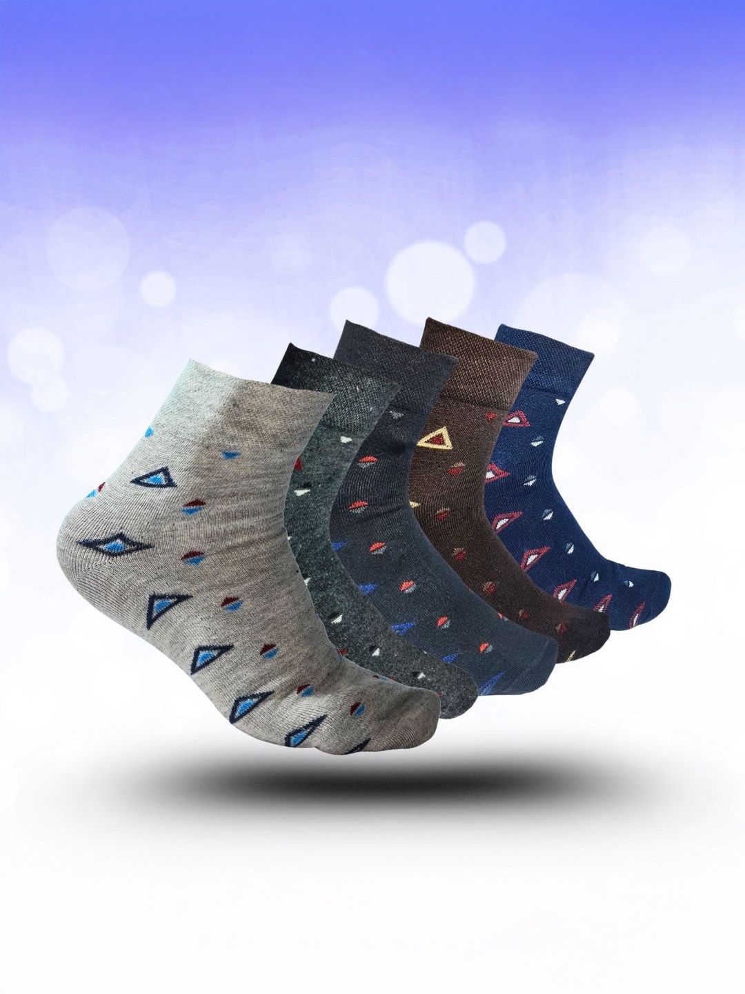 MJE 5-Pcs Patterned Cotton Ankle Length Socks-picture-26