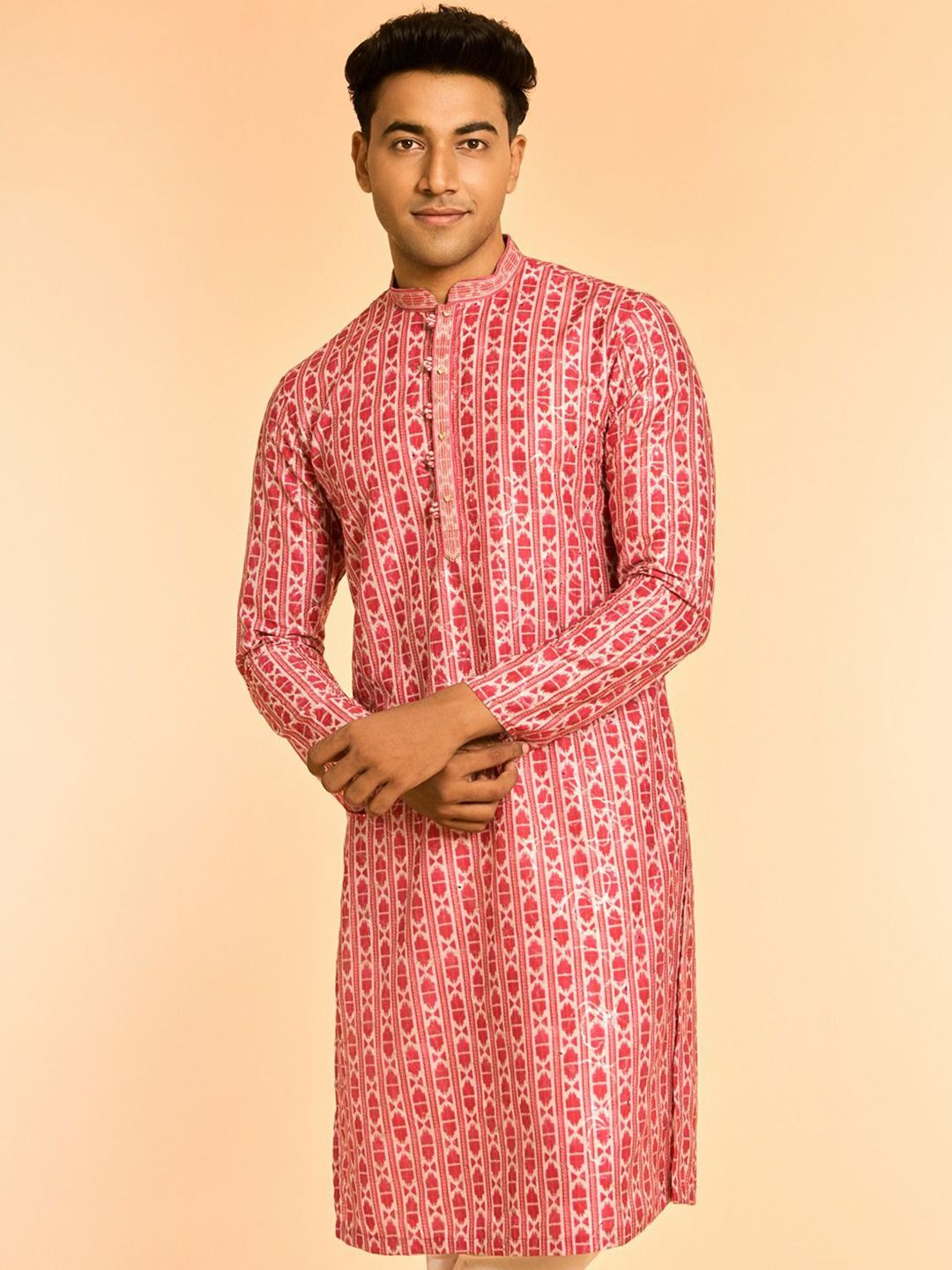 Diwas by Manyavar Men Woven Design Sequins Kurta-picture-38