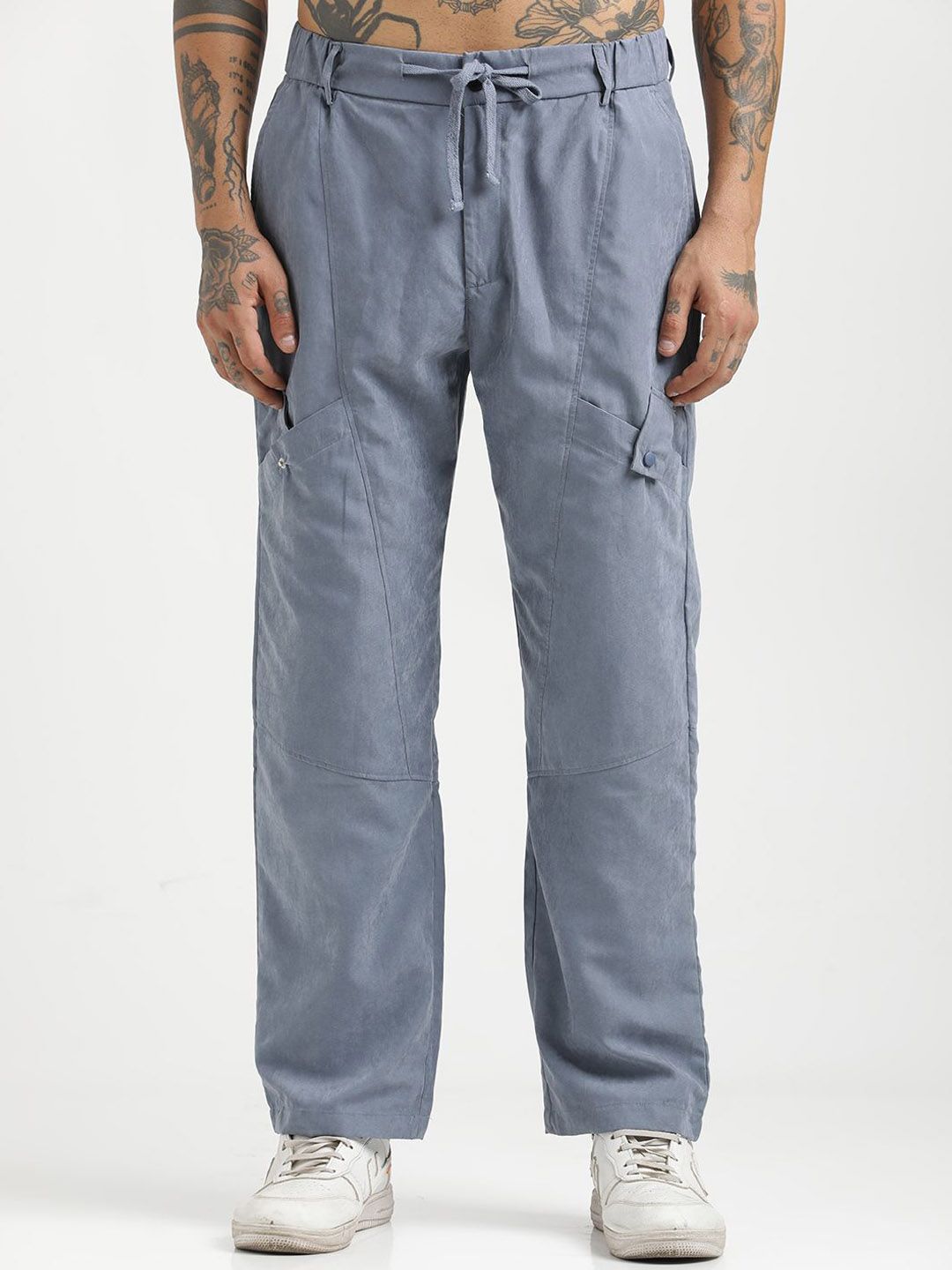Blu MNKY Men Smart Loose Fit Cargos Trousers-picture-53